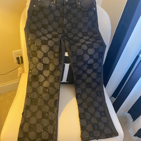 LUXE VINTAGE HIGH WAIST SLIM KICK JEANS sequins - Picture 12 of 13